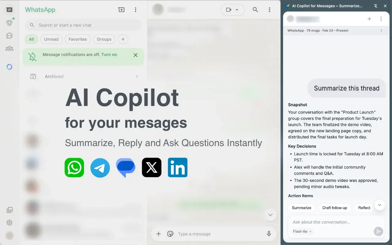 ChatVibes side panel open in WhatsApp Web